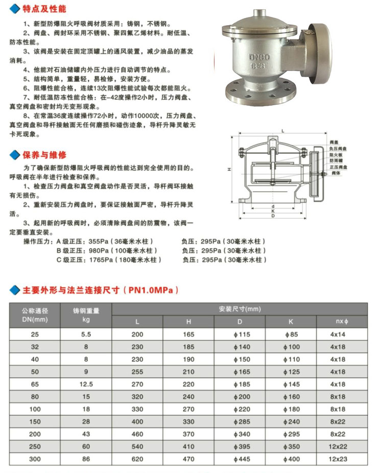 阻火呼吸阀说明